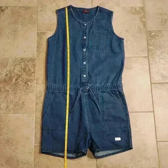 7 For All Mankind Denim Button Up Short Romper - Picture 3 of 13